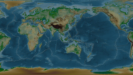Sunda plate - global map. Patterson Cylindrical. Physical