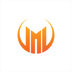 Alphabet ML or LM illustration monogram vector logo template in round shape