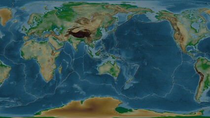 Timor plate - global map. Patterson Cylindrical. Physical