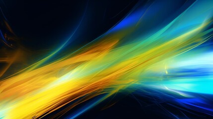 Abstract illustration of blue and Yellow Waves Fusing into Each Other