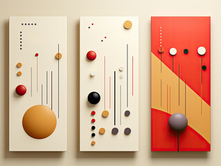 Minimal design covers with colorful line design and future geometric patterns.