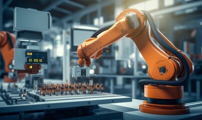 industrial machine robot, smart modern factory automation using advanced machines, industrial 4.0 manufacturing process, Generative AI