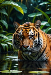 Jungle Oasis: Tiger Quenching Thirst by the Pond