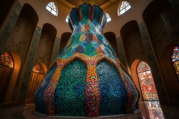 Vibrant mosque sculpture. Generative AI