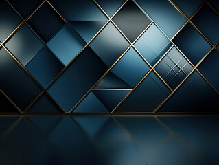 A premium abstract background in minimalist deep blue with luxury geometric dark shapes, tailored for exclusive wallpaper design, posters, brochures, and presentations.