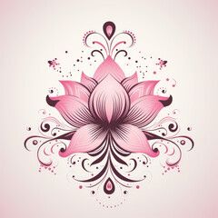 pink flower on white background girly yin tattoo elegance  - by generative ai