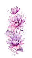 pink flower on white background girly yin tattoo elegance  - by generative ai