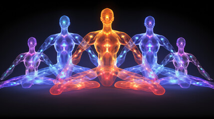 spiritual awakening chakra enlightenment astral prana yogi meditation - by generative ai - obrazy, fototapety, plakaty