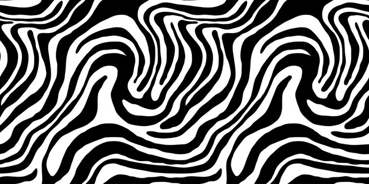 Abstract black and white line doodle seamless pattern. Creative squiggle style drawing background, trendy design with basic shapes. Simple hand drawn wallpaper print texture.