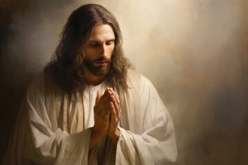 Jesus in prayer, serene and divine communion