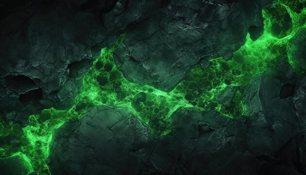 radio active green  lava glowing out the rock coal  texture background  