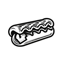 Hotdog with sausage and sauces AI generative illustration