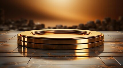Obraz premium podium product stand or display with gold, luxury background and cinematic light