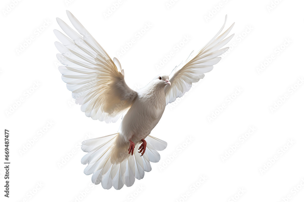 Leinwandbilder White dove flying on transparent PNG file and Clipping path .freedom concept and international day of peace
