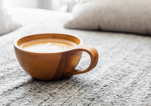 Close up Wooden coffee cup
