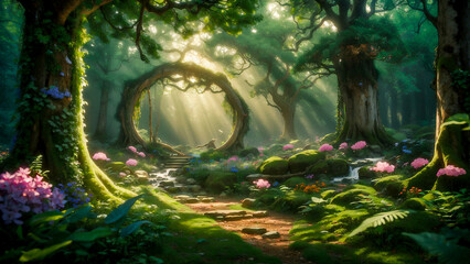 Gateway to Enchanted Realm Breathtaking Forest Entry