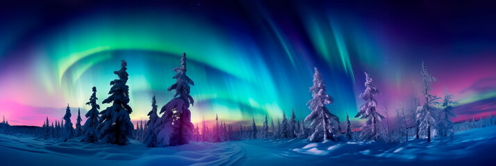 with the ethereal colors of the Northern or Southern Lights, creating a mystical and otherworldly ambiance.
