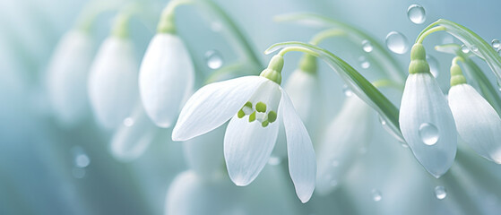 Detailed image of a pristine snowdrop.