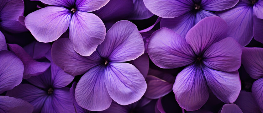 Fototapeta Close-up of dew-kissed purple flowers.
