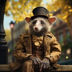 Fototapeta premium Funny illustration of a surreal possum
