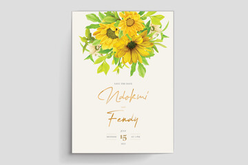 wedding and invitation card with sunflower illustration