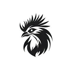 Naklejka premium Chicken Head Icon, Rooster Silhouette, Poultry Farm Logo, Hen Symbol, Chicken Icon on White