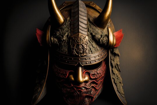 Angry Japanese demon mask AI generative illustration