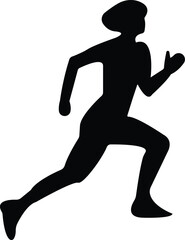 silhouette running girls icon vector, vector of a running girl. The girl is jogging, silhouette of female sprinter, vector image of a beautiful slender girl in a sports uniform (leggings and a sports 