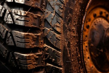 Closeup of a tractor tire. Generative AI
