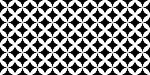 Simple geometric seamless pattern with white petals and black rhombus, vector