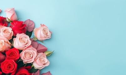 Elegant bouquet of pink roses against.