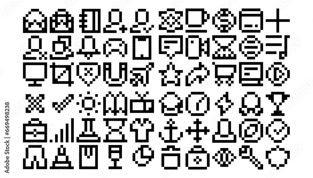 Aufkleber set of pixel ui ux icons, user interface icon set collection