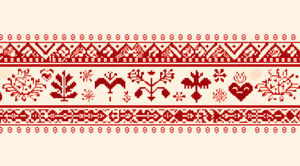 Ukrainian folk embroidery Seamless pattern - obrazy, fototapety, plakaty