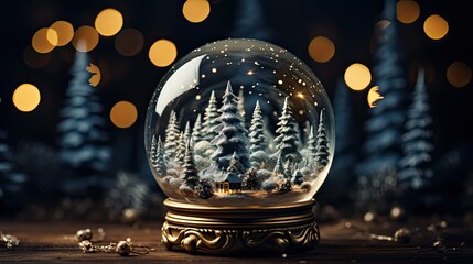 Fototapeta na wymiar Christmas snow globe. Can be used as a Christmas or a New Year gift or symbol. Christmas snow globe. Generative AI