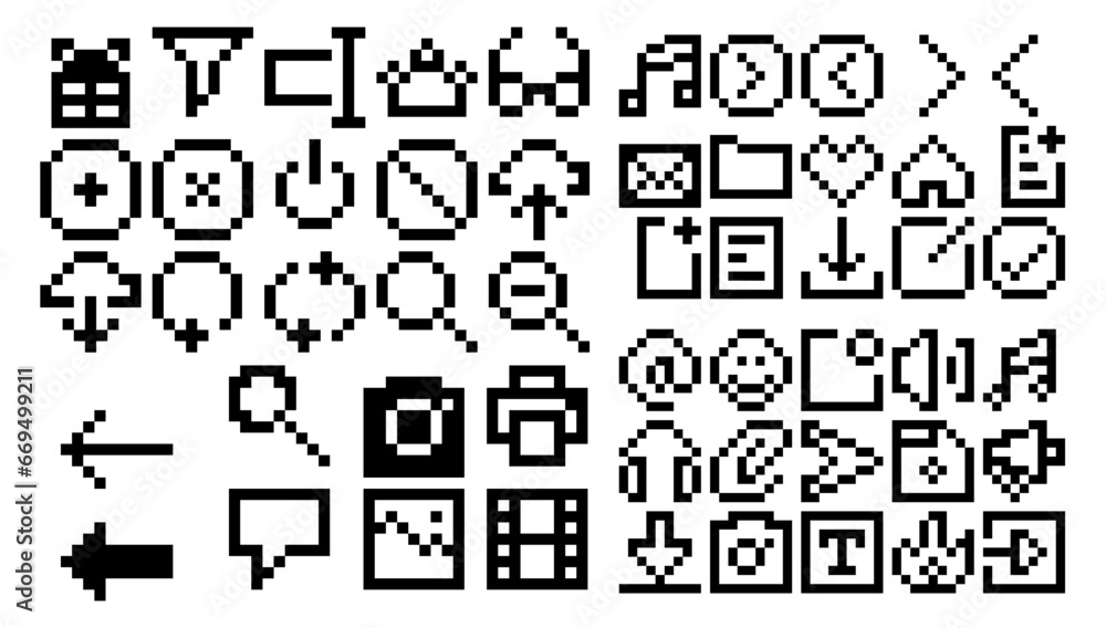 Aufkleber set of pixel ui ux icons, user interface icon set collection