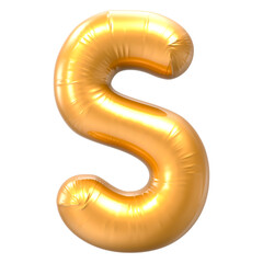 S Font Gold 3D Rendering