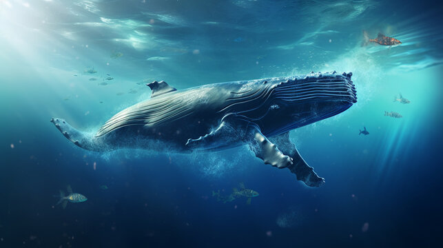 Whale. Fantasy concept. Generative AI.