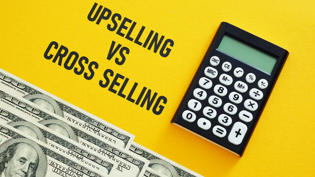 Upselling vs Cross selling are shown using the text