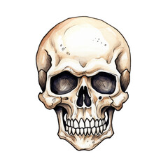 Obraz premium Human skull model isolated on white background. Watercolor illustration created with Generative Ai technology