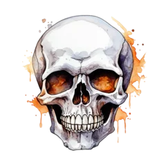 Papier Peint Lavable Crâne aquarelle Human skull model isolated on white background. Watercolor illustration created with Generative Ai technology