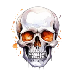 Crédence de cuisine en verre imprimé Crâne aquarelle Human skull model isolated on white background. Watercolor illustration created with Generative Ai technology