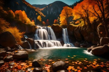 waterfall in autumn