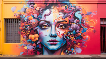 Colorful street art adorning urban walls, capturing the vibrancy and creativity of city life