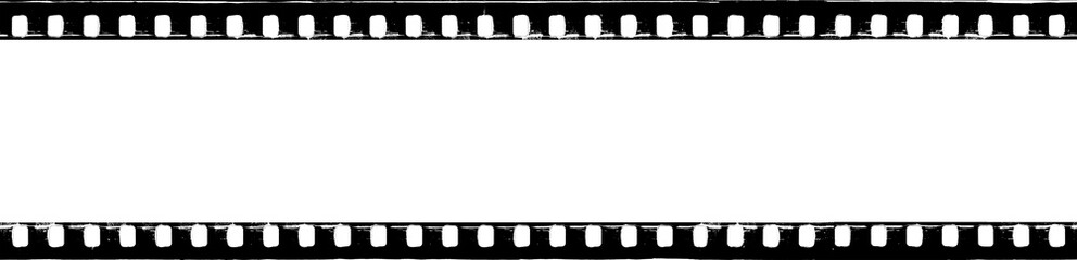 Vintage film strip with scratched edges. PNG with transparency - obrazy, fototapety, plakaty