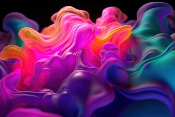 Background of multicolored fluid waves in a dynamic digital dance - obrazy, fototapety, plakaty