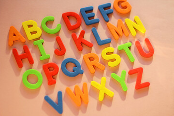 english alphabet. Intellectual game, preschool primary education, early development, learning reading and writing
