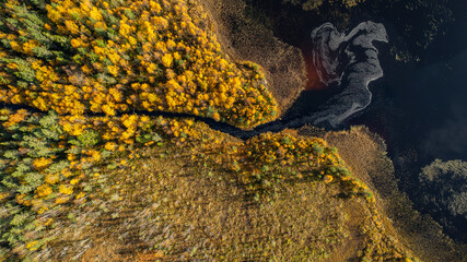 Herbst an einem See in Västerbotten im Norden von Schweden