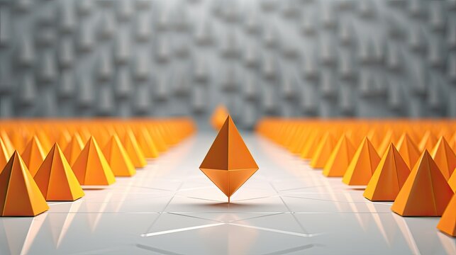 Group of paper airplanes, orange one is the first place, can be used leadership/individuality concepts. 3d render . Leadership Concept With Paper Airplanes