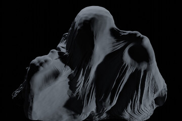 Ghost under cloth isolated black