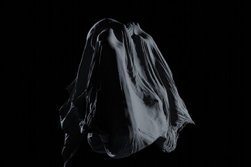 Ghost under cloth isolated black
